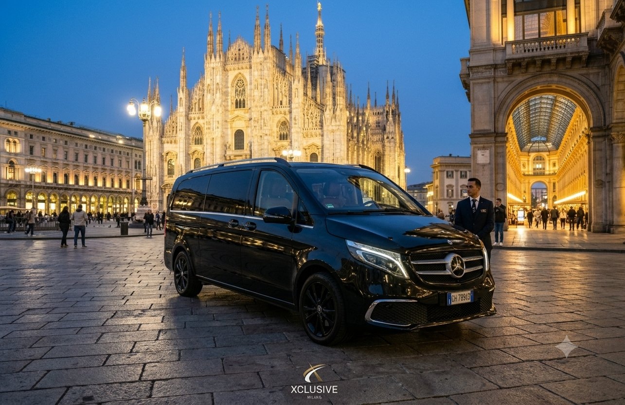 Mercedes-Benz Classe V Extralong Xclusive Milano davanti al Duomo di Milano